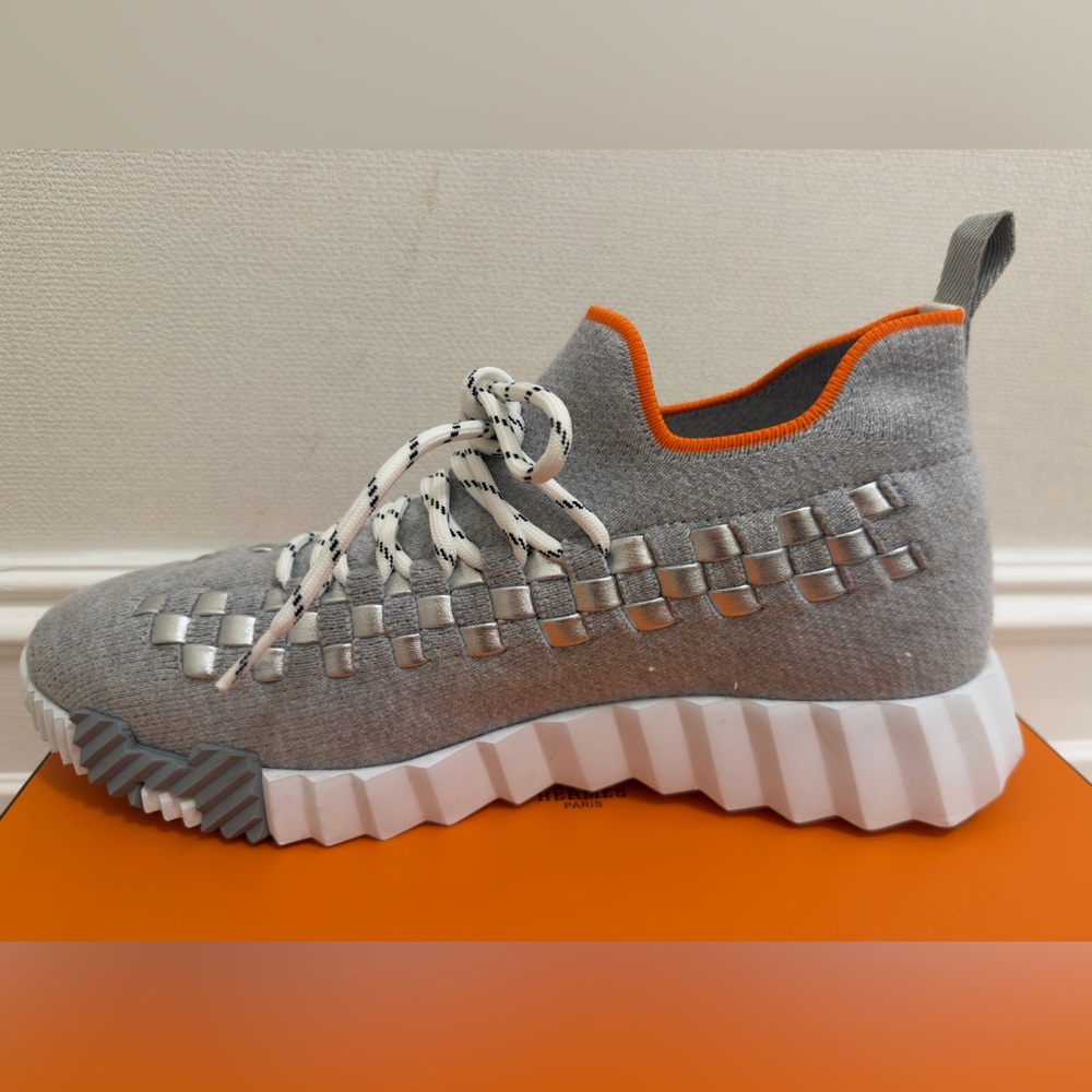 Hermès Slip-On Sneakers – Knit & lamb skin– Made in Italy Size 39,5 ( US 9-9,5) - Picture 4 of 12